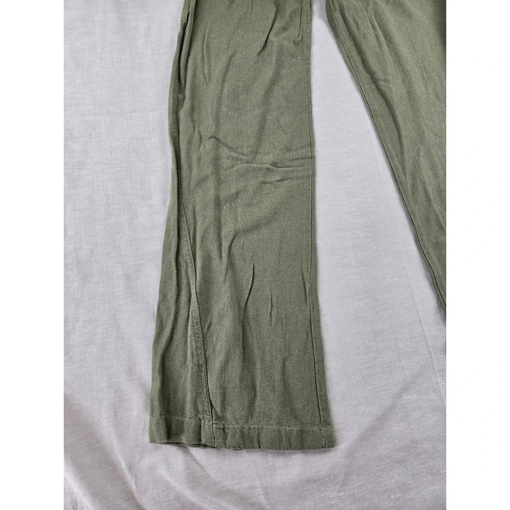Cali 1850 Womens Medium Olive Green Linen Blend Wide Leg Drawstring Pants 2108 - Picture 8 of 11